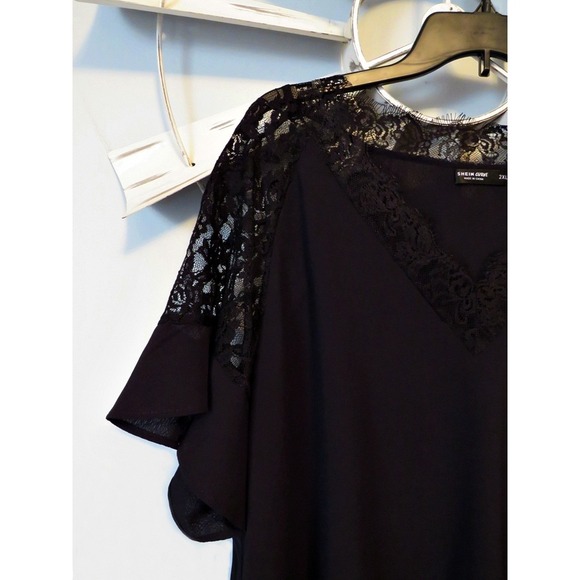 (2) 2X Black Blouses by Shein Curve Pullover W/ Ruffle Sleeve Great Condition - Picture 4 of 16